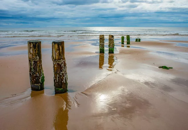 The beach at Brora village in Scotland