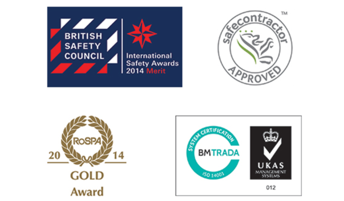 Safecontractor approved. ROSPA Gold award 2014